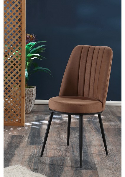 - Gold Sandalye - 11 Renk Kumaş - Metal Siyah Ayak