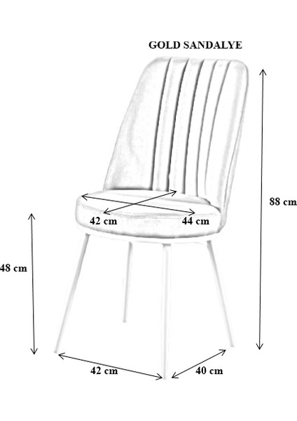 - Gold Sandalye - 11 Renk Kumaş - Metal Siyah Ayak fiyatları