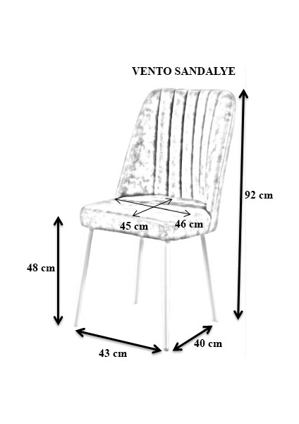 - Vento Sandalye - 9 Renk Kumaş - Metal Beyaz Ayak