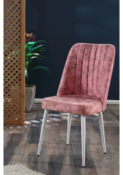 - Vento Sandalye - 9 Renk Kumaş - Metal Beyaz Ayak