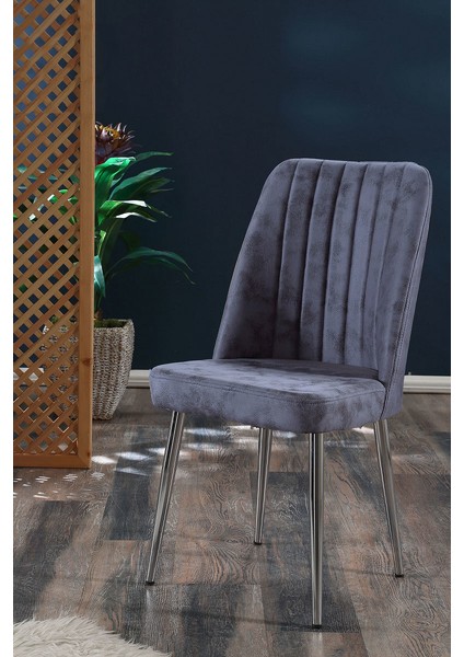 - Vento Sandalye - 9 Renk Kumaş - Metal Krom Ayak