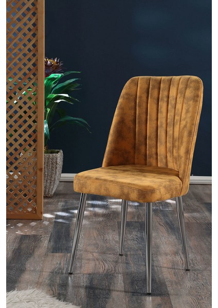 - Vento Sandalye - 9 Renk Kumaş - Metal Krom Ayak