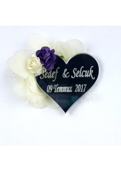 Nikah Şekeri Kalp Aynalı Pleksi Magnet Nikah Süsü 50'li PLK-103