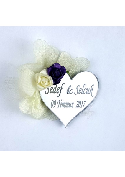 Nikah Şekeri Kalp Aynalı Pleksi Magnet Nikah Süsü 50'li PLK-103 fiyatları
