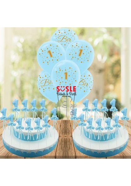1 Yaş Simli Çubuk Süs, Mavi, 30 Adet indirimleri