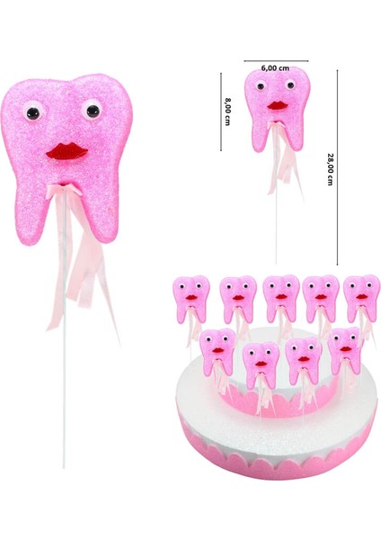 Diş Buğdayı Simli Çubuk Süs, Pembe, 30 Adet