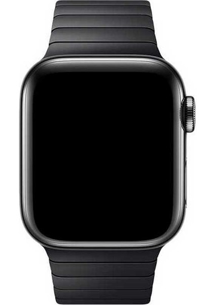 Apple Watch Uyumlu Seri 7/6/SE/5/4 Parçalı Çizgili Metal Kordon 41mm 40mm 38mm Siyah