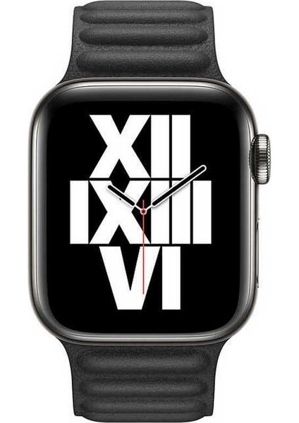 Apple Watch Uyumlu Seri 7/6/SE/5/4 Deri Loop Kayış 45mm 44mm 42mm Siyah