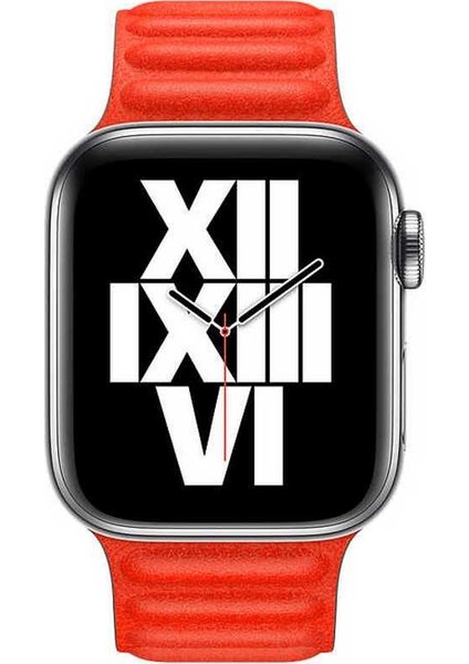 Apple Watch Seri 7/6/SE/5/4 Deri Loop Kayış 45mm 44mm 42mm Uyumlu Kırmızı