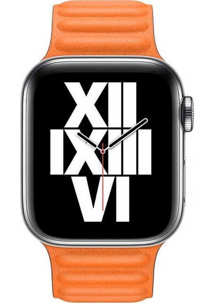 Apple Watch Uyumlu Seri 7/6/SE/5/4 Deri Loop Kayış 41mm 40mm 38mm Turuncu
