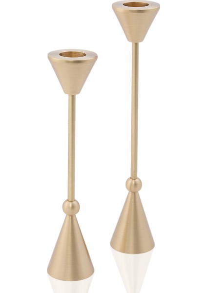 Pirinç Konik Toplu Şamdan Rome Ikili Set