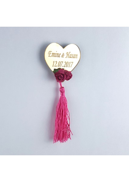 Nikah Şekeri Kalp Aynalı Pleksi Magnet Nikah Süsü 50'li PLK-113 fiyatları