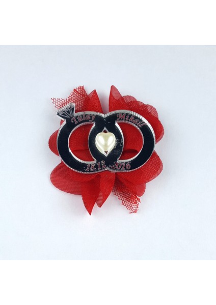 Nikah Şekeri Yüzük Aynalı Pleksi Magnet Nikah Süsü 50'li PLK-106