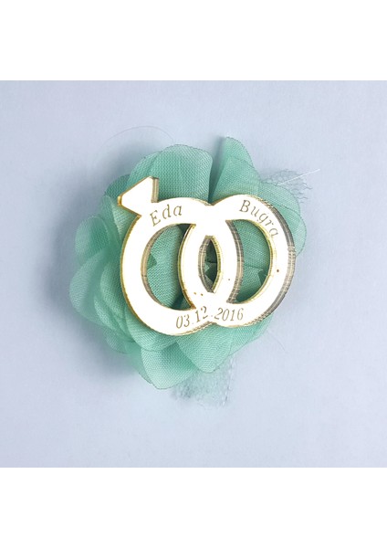 Nikah Şekeri Yüzük Aynalı Pleksi Magnet Nikah Süsü 50'li PLK-114