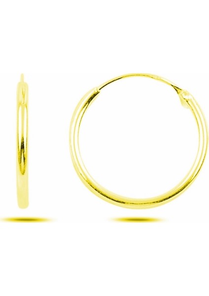 925 Ayar Gümüş Sade Altın Rengi 18 mm Halka Küpe