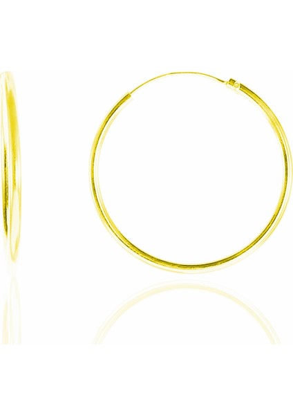 925 Ayar Gümüş Sade Altın Rengi 18 mm Halka Küpe fiyatları