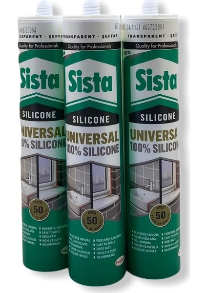 Sista Şeffaf Silikon 280 ml x 3'lü Set Halinde