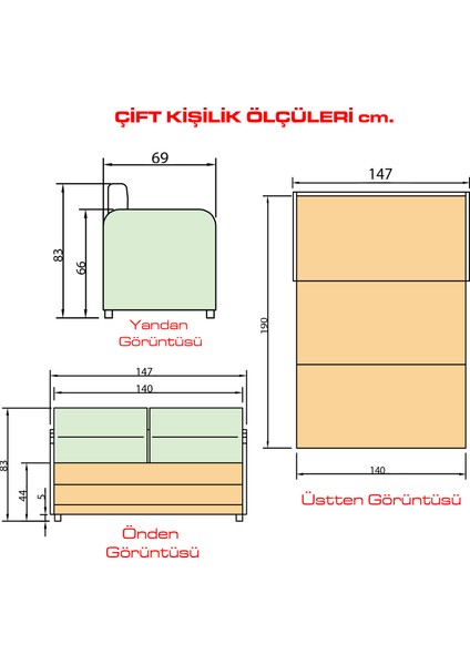 Homedius City Kadife Çift Kişilik Yataklı Koltuk - Açık Bej