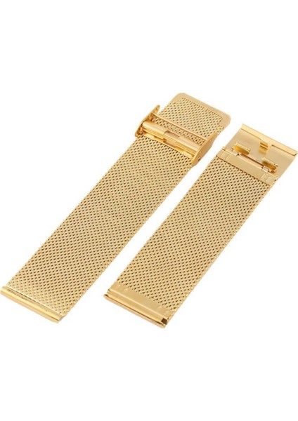 Altın Sarısı Ince Örgü Hasır Çelik Saat Kordonu 18MM