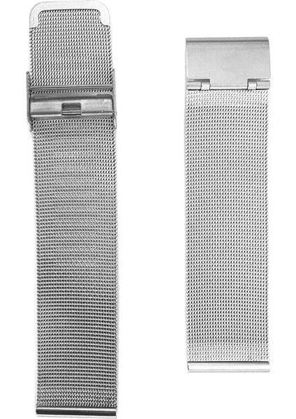 Gümüş Gri Ince Örgü Hasır Çelik Saat Kordonu 22MM