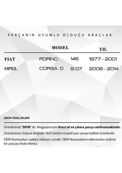 Fiat Fiorino - Opel Corsa D Için Pedal Lastiği