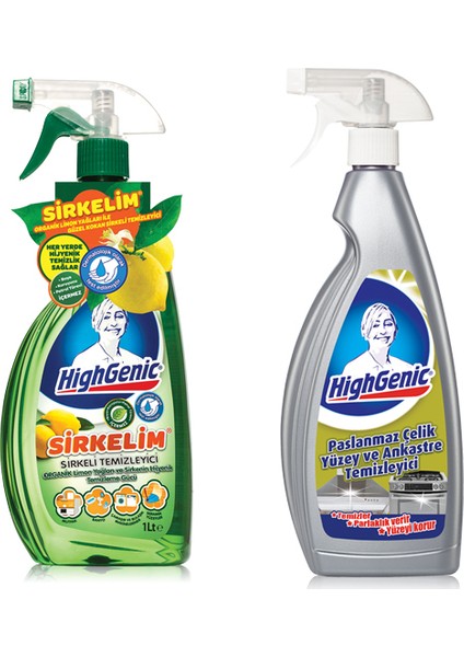 2'li Avantajlı Paket Sirkelim Limon & Paslanmaz Çelik Yüzey ve Ankastre Temizleyicisi 750 ML