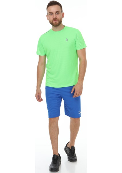 Fly Bisiklet Yaka Erkek Fıtness Tişört Neon Yeşil