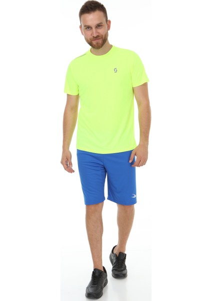 Fly Bisiklet Yaka Erkek Fıtness Tişört Neon Sarı