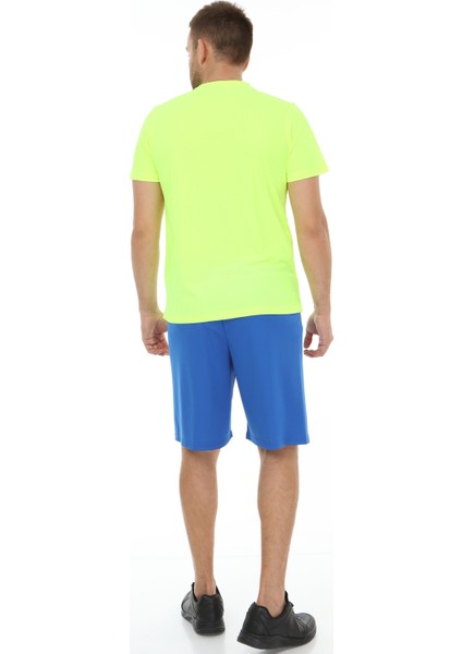 Fly Bisiklet Yaka Erkek Fıtness Tişört Neon Sarı modelleri