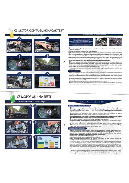 Cs Motor Aşınma ve Conta Kaçak Testi-  2'li Paket-Selsil Motor Temizleyici Hediyeli