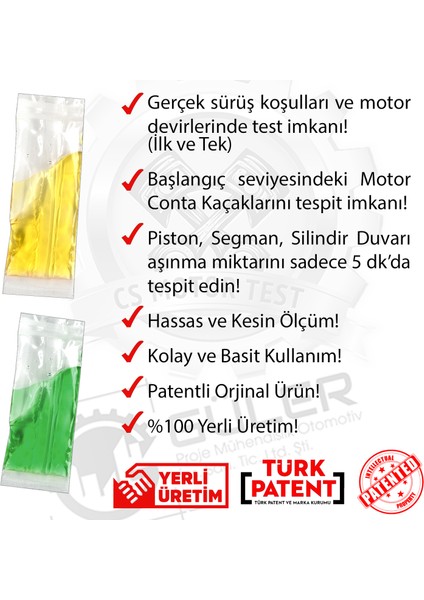 Cs Motor Aşınma ve Conta Kaçak Testi-  2'li Paket-Selsil Motor Temizleyici Hediyeli