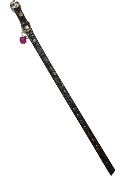 Kahverengi Kendinden Desenli Derili 1 cm Metal Kilit Tokalı Zilli Kedi Tasması fiyatları
