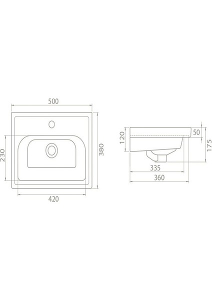 Seramik Cerastyle Frame Etajerli Lavabo 50 cm 030900U