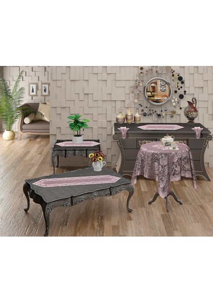 Örme Güllü Desen Salon Takımı 6 Parça