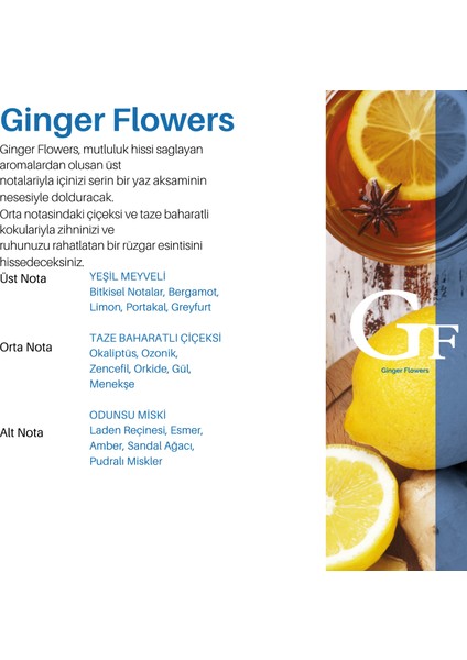 Ginger Flowers Tüm Koku Makinelerine Uyumlu Koku Makinesi Koku Kartuşu Esansı 250 ml