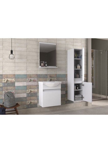 Buca 55cm Beyaz Banyo Dolabı