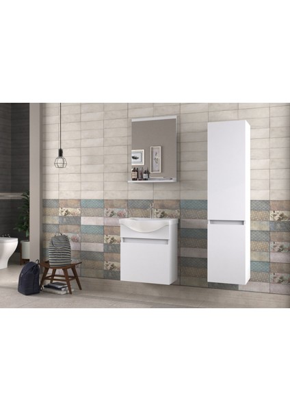 Buca 55cm Beyaz Banyo Dolabı