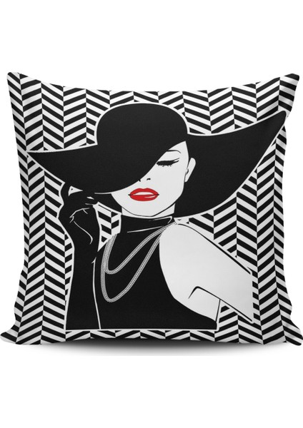 Pop Art Kızları Dijital Baskılı Kırlent Kılıfı