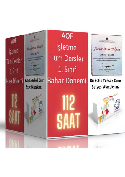 AÖF İşletme 1. Sınıf Bahar Dönemi Tüm Dersler USB Eğitim Seti