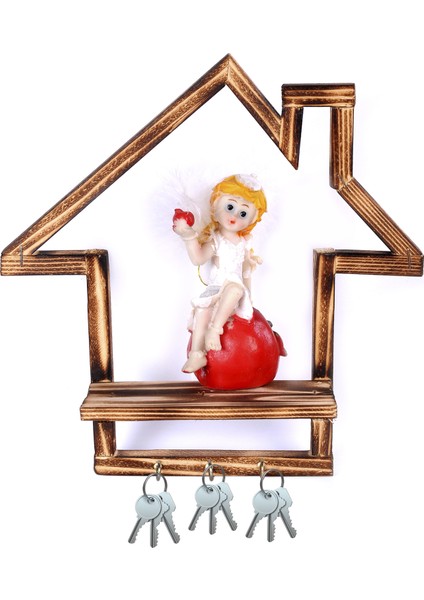 Bi Dolu Shop Homeline Ahşap Duvar Anahtarlıklı Raf