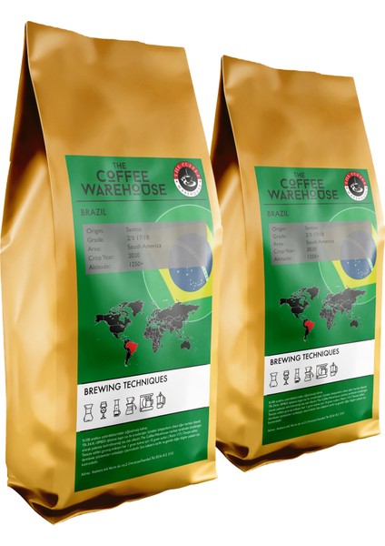 The Coffee Warehouse Brezilya Filtre Kahve Taze Öğütülmüş 2 x 500 gr