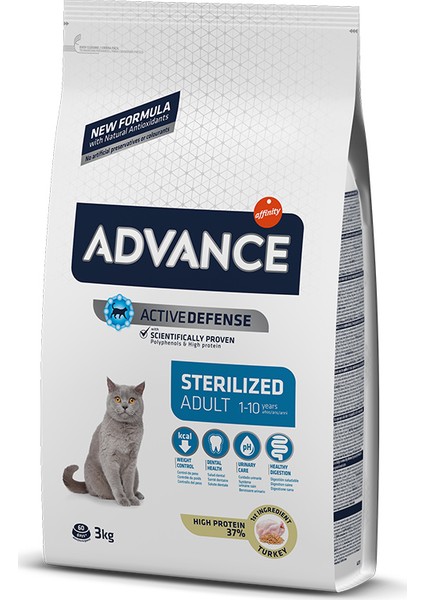 Sterilized Hindili Kısırlaştırılmış Yetişkin Kedi Maması 3 kg