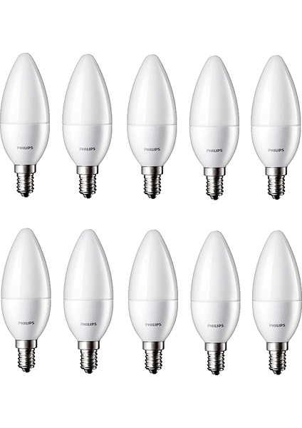 5.5-40W 4000K Kırık Beyaz Işık Mum Buji E14 Ince Duy LED Ampul 10 Adet