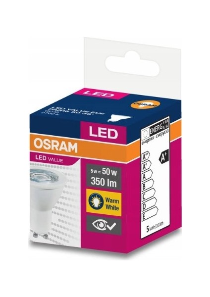 5-50W 2700K Sarı Işık GU10 LED Ampul 4 Adet