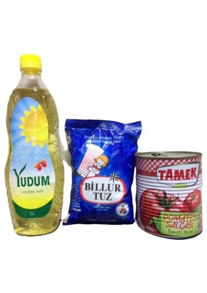 Sıvı Yağ 1 Lt + Tuz 750 gr + Salca 830 gr