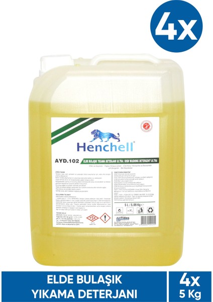 Elde Bulaşık Yıkama Deterjanı Ultra 5 kg x 4'lü