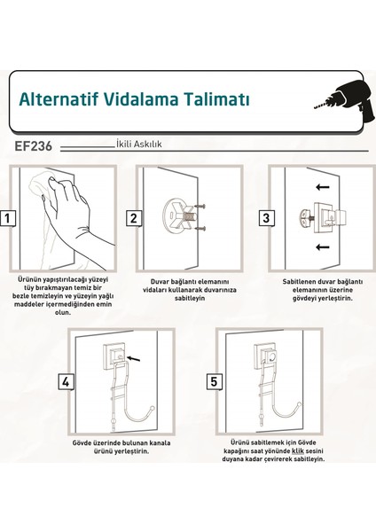 Delme Vida Matkap Yok! Easyfıx Yapıskanlı Ikili Askı Beyaz EF236