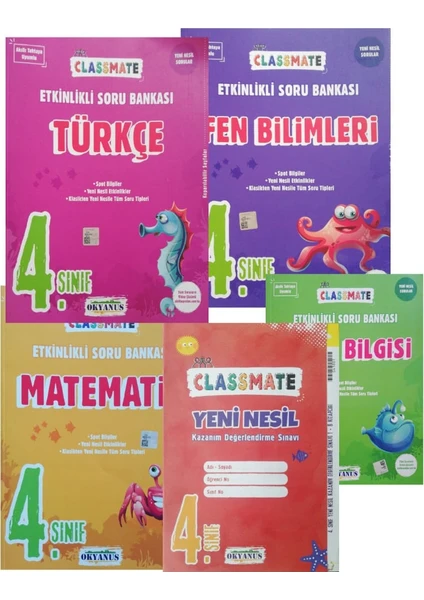 Okyanus Yayınları 4. Sınıf Classmate Matematik - Türkçe - Fen Bilgisi - Sosyal Bilgiler Soru Bankası + Sosyal Bilgiler Soru Bankası ve Deneme