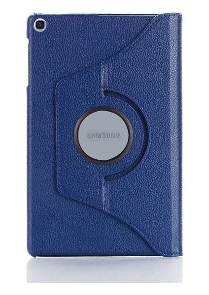 Samsung Galaxy Tab A 10.1" (T510) Kılıf Dönebilen Standlı Kapaklı Kılıf + Cam Ekran Koruyucu Lacivert