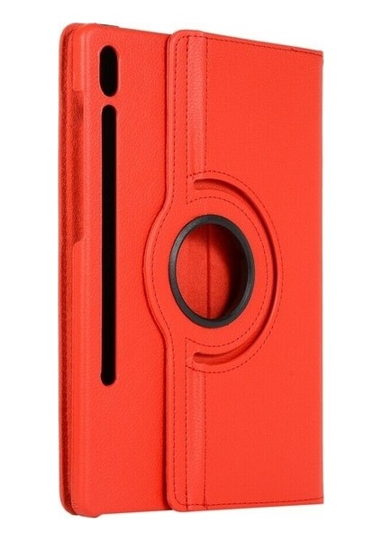 Samsung Galaxy Tab S7 Plus (T970) Kılıf Dönebilen Standlı Kapaklı Kılıf + Cam Ekran Koruyucu Kırmızı